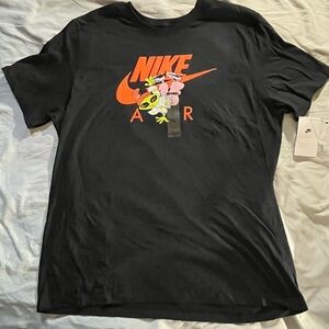 Nike Men's Black Tee with Orange Graphic